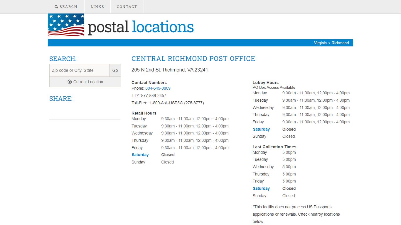 Post Office in Richmond, VA - Central Richmond Location